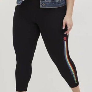 Torrid 2X Heart Rainbow Premium Black Crop Leggings (18-20) Plus